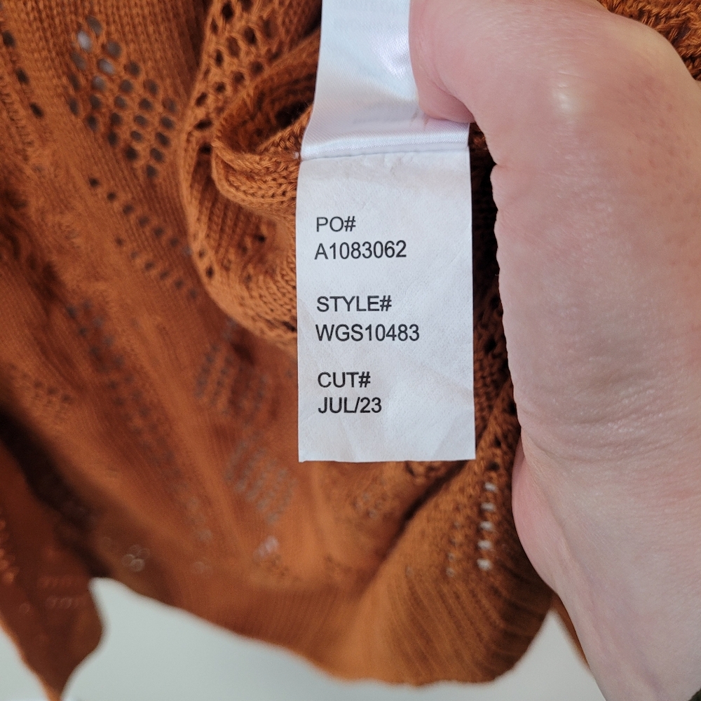 Market & Spruce Openwork Knit Cardigan - Rust - Picture 8 of 14
